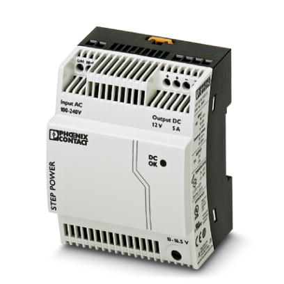 Phoenix Contact Switching Power Supply; STEP-PS/ 1AC/12DC/5; 12VDC OUT; 5A; 85-264VAC / 95-250VDC IN; Single Phase; DIN Rail Mount; Plastic